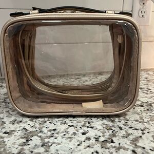 Calpak Clear Travel Bag with Tan Accents